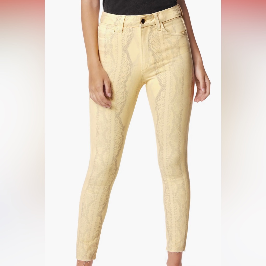 Joe’s Jeans 28 The Hi Honey Snakeskin Print High Waist Crop Skinny Jeans Yellow